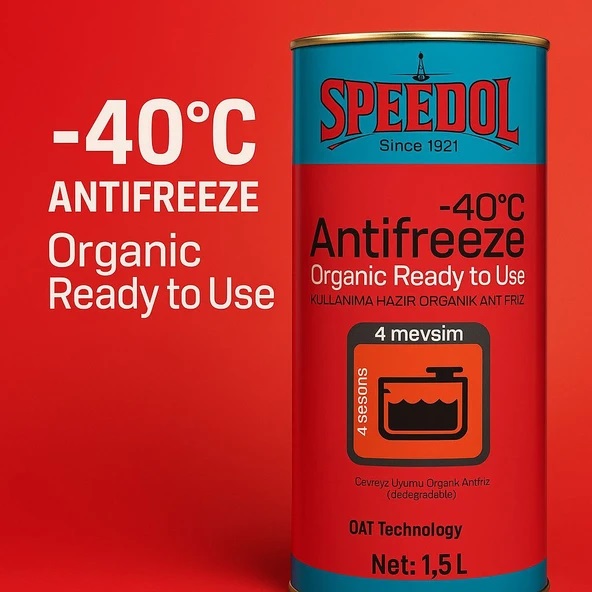 resimler/genel/Speedol Organik kırmızı Antifriz -40 Kullanıma hazır teneke ambalaj 1.5LT