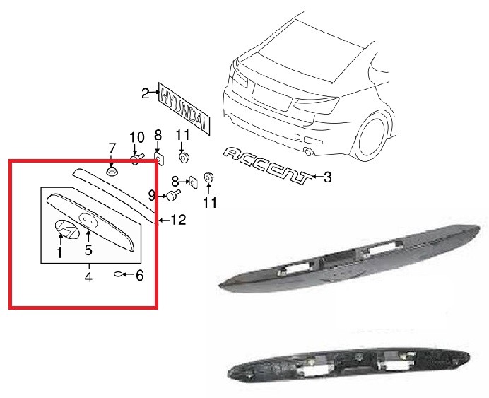 ARKA BAGAJ PLAKA ÜST NİKELAJ ACCENT ERA 2006-