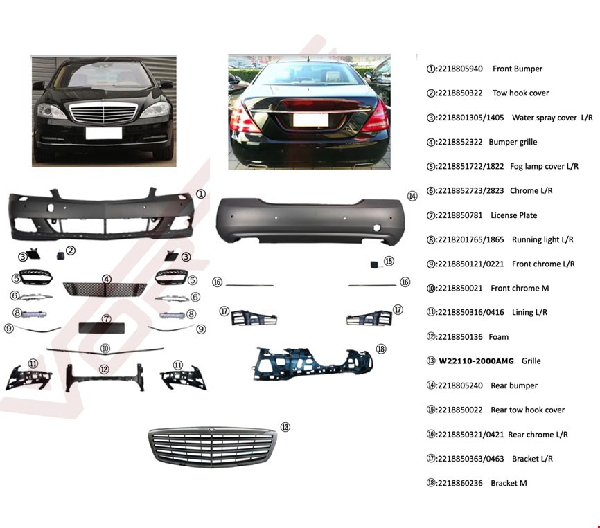 ÖN ARKA TAMPON SETİ (LEDLİ TİP EGZOZLU) W221 2010-