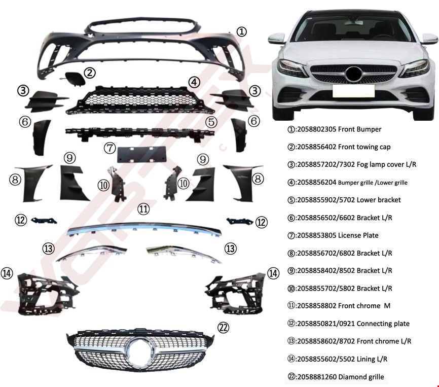 ÖN TAMPON AMG SET (DIAMOND PANJURLU) W205 2019-